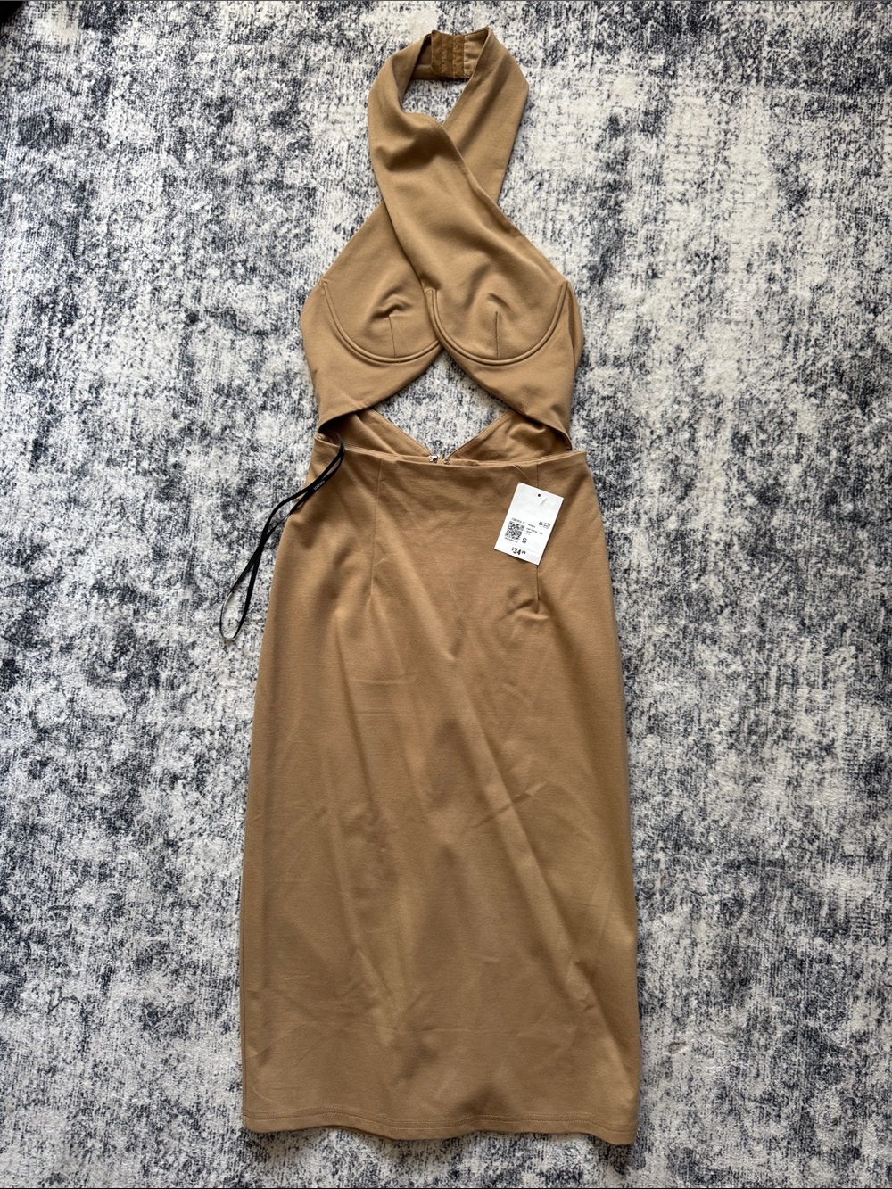 Forever 21 Camel Halter Cutout Midi Dress